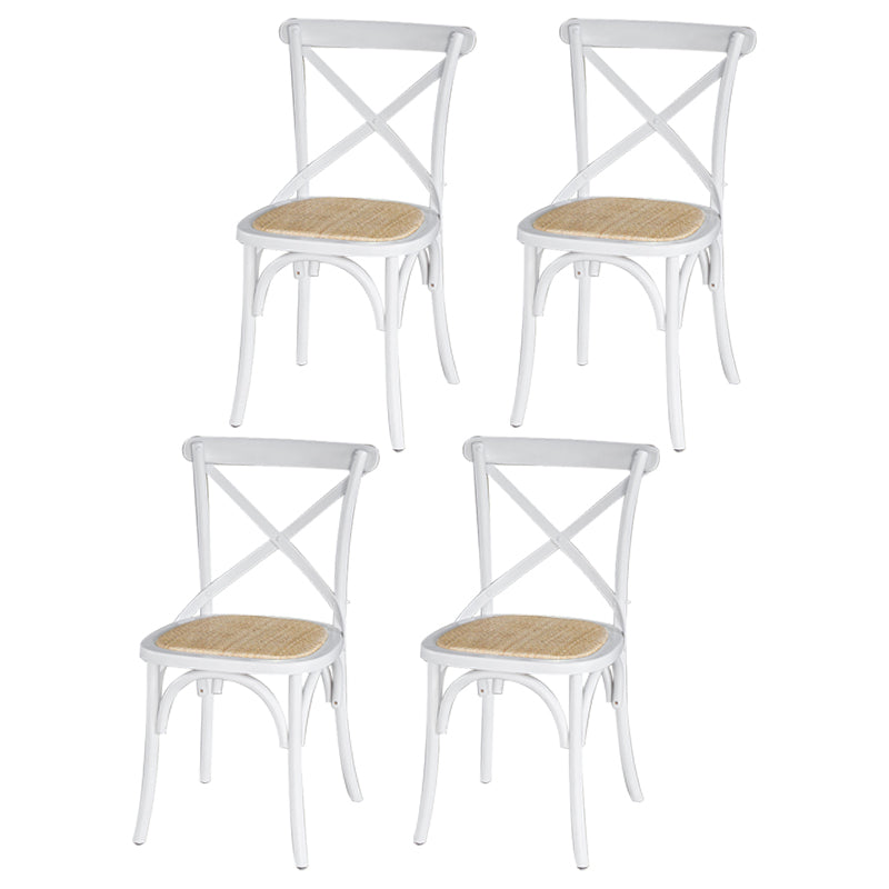 Chaise de salle à manger sans bras de style campagnard en bois courbé de hêtre avec dossier croisé