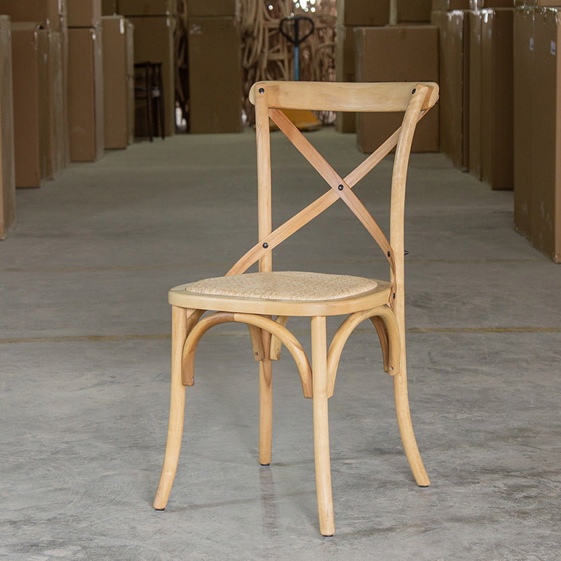 Chaise de salle à manger sans bras de style campagnard en bois courbé de hêtre avec dossier croisé