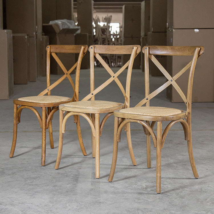Chaise de salle à manger sans bras de style campagnard en bois courbé de hêtre avec dossier croisé