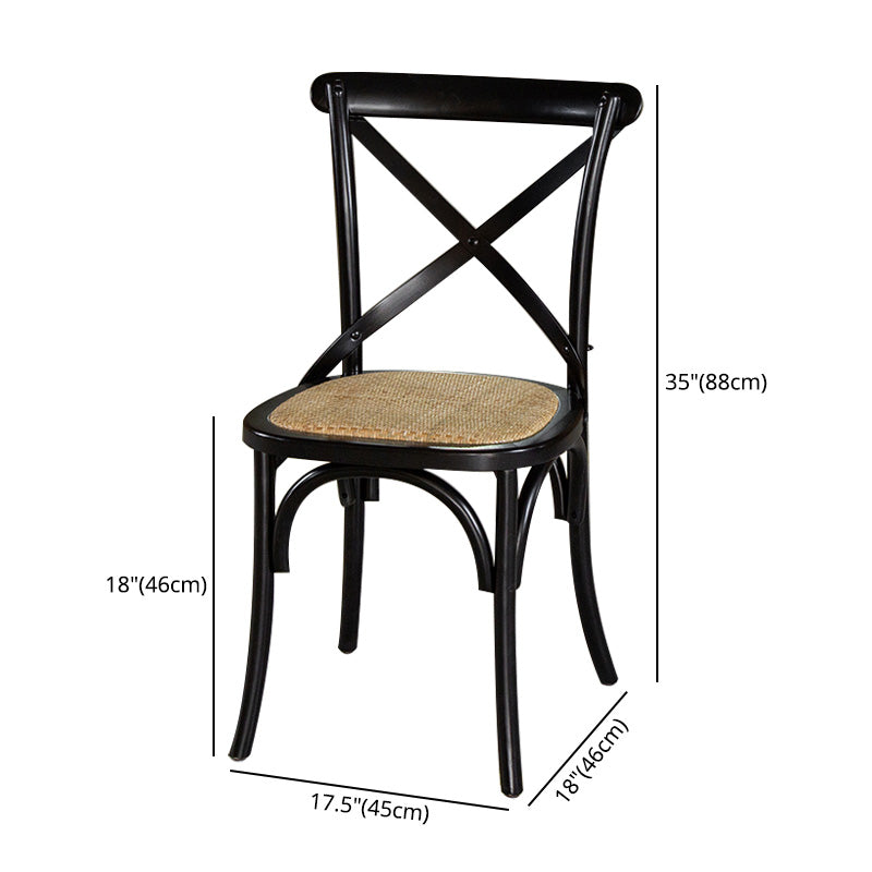 Chaise de salle à manger sans bras de style campagnard en bois courbé de hêtre avec dossier croisé