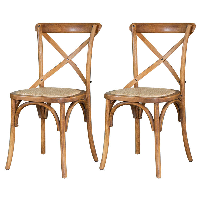 Chaise de salle à manger sans bras de style campagnard en bois courbé de hêtre avec dossier croisé