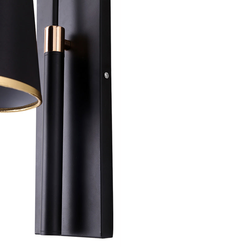 Indoor Wall Lamp with Conical Shade Metal Modernist 1 Head Black/White Wall Mounted Light Fixture for Living Room