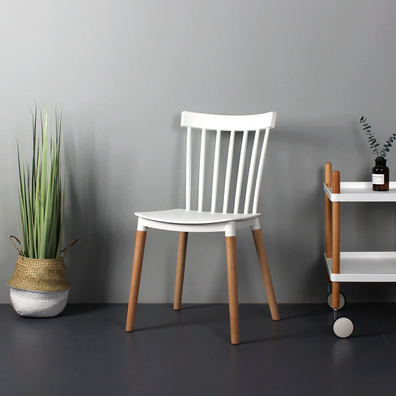 Contemporary Style Dining Room Chair Slat Back Stackable Side Chair for Kitchen
