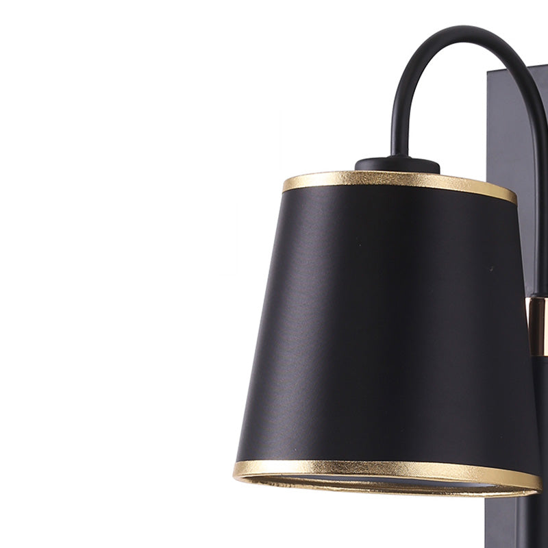 Indoor Wall Lamp with Conical Shade Metal Modernist 1 Head Black/White Wall Mounted Light Fixture for Living Room
