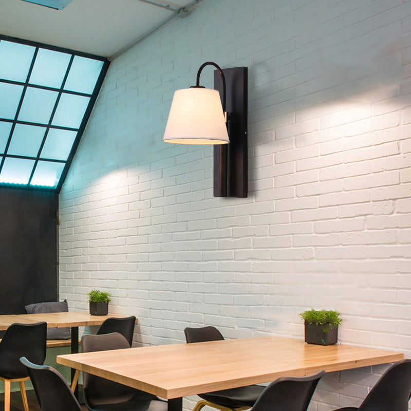 Indoor Wall Lamp with Conical Shade Metal Modernist 1 Head Black/White Wall Mounted Light Fixture for Living Room