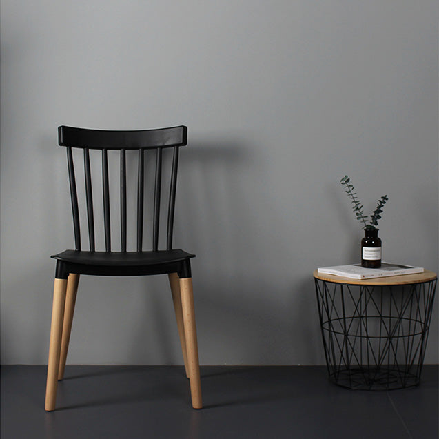 Contemporary Style Dining Room Chair Slat Back Stackable Side Chair for Kitchen