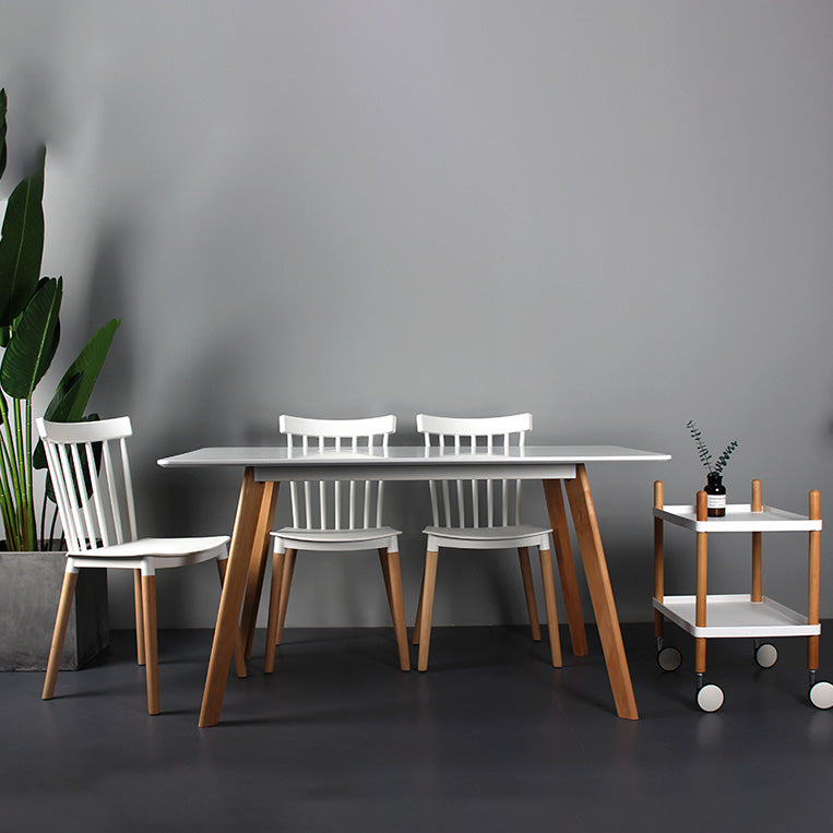Contemporary Style Dining Room Chair Slat Back Stackable Side Chair for Kitchen