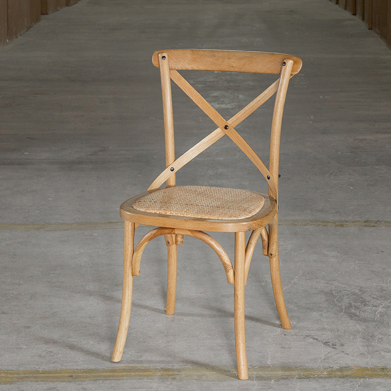 Chaises de salle à manger sans bras en hêtre à dossier croisé en bois courbé de style campagnard