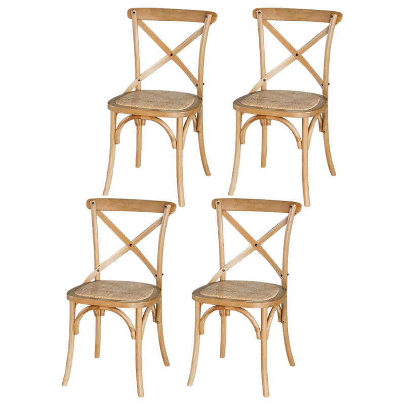 Chaises de salle à manger sans bras en hêtre à dossier croisé en bois courbé de style campagnard