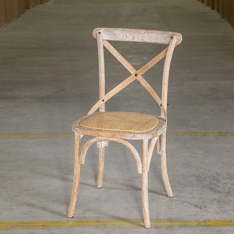 Chaises de salle à manger sans bras en hêtre à dossier croisé en bois courbé de style campagnard