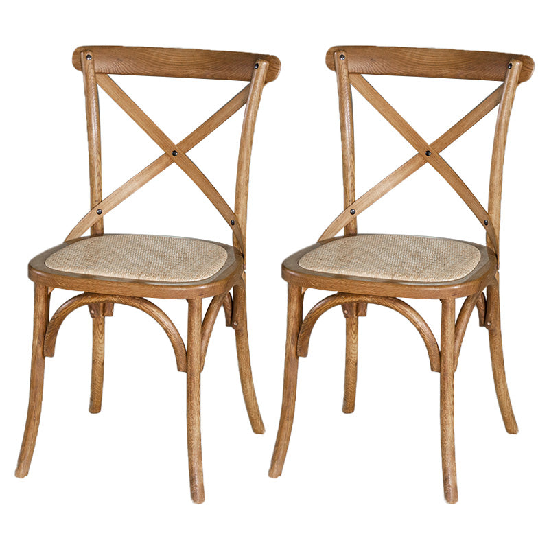 Chaises de salle à manger sans bras en hêtre à dossier croisé en bois courbé de style campagnard