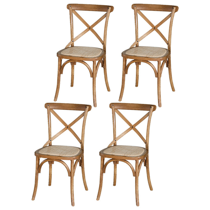 Chaises de salle à manger sans bras en hêtre à dossier croisé en bois courbé de style campagnard