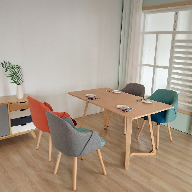 Nordic Style Solid Wood Dining Room Chair Upholstered Arm Chair for Home Use