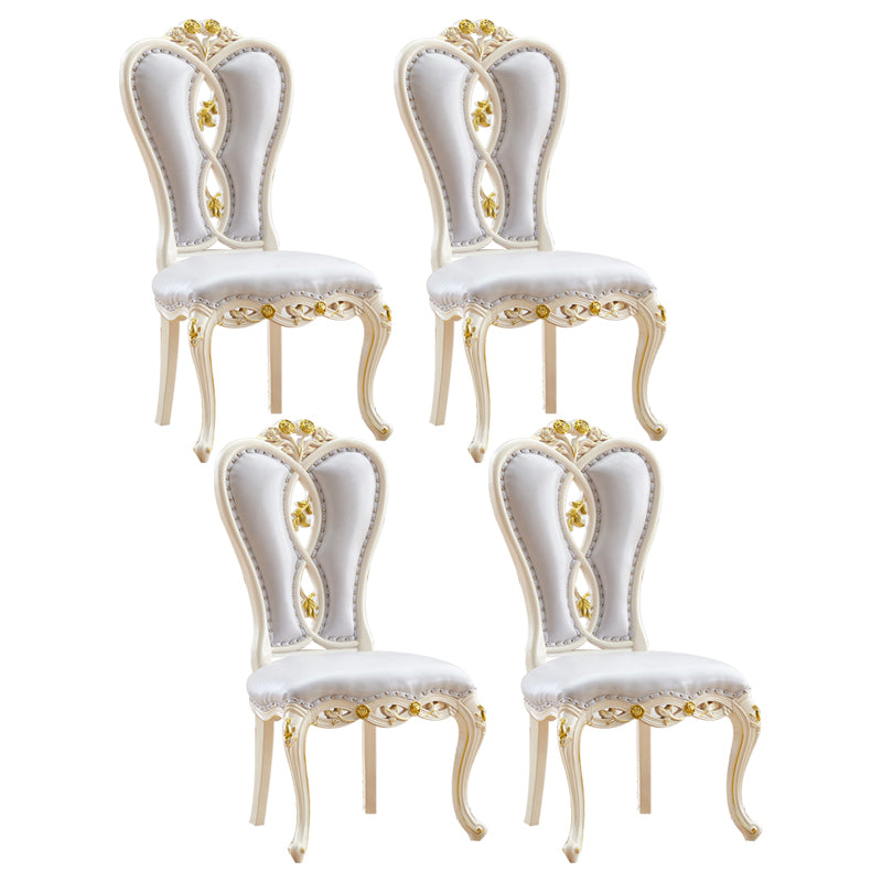 Victorian Style Solid Wood Dining Room Chair Armless Open Back Dining Side Chair for Home Use
