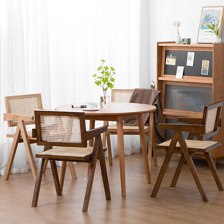 Style campagnard dinant le fauteuil d'intérieur de bois d'hévéa de dos ouvert de rotin de chaises de bras