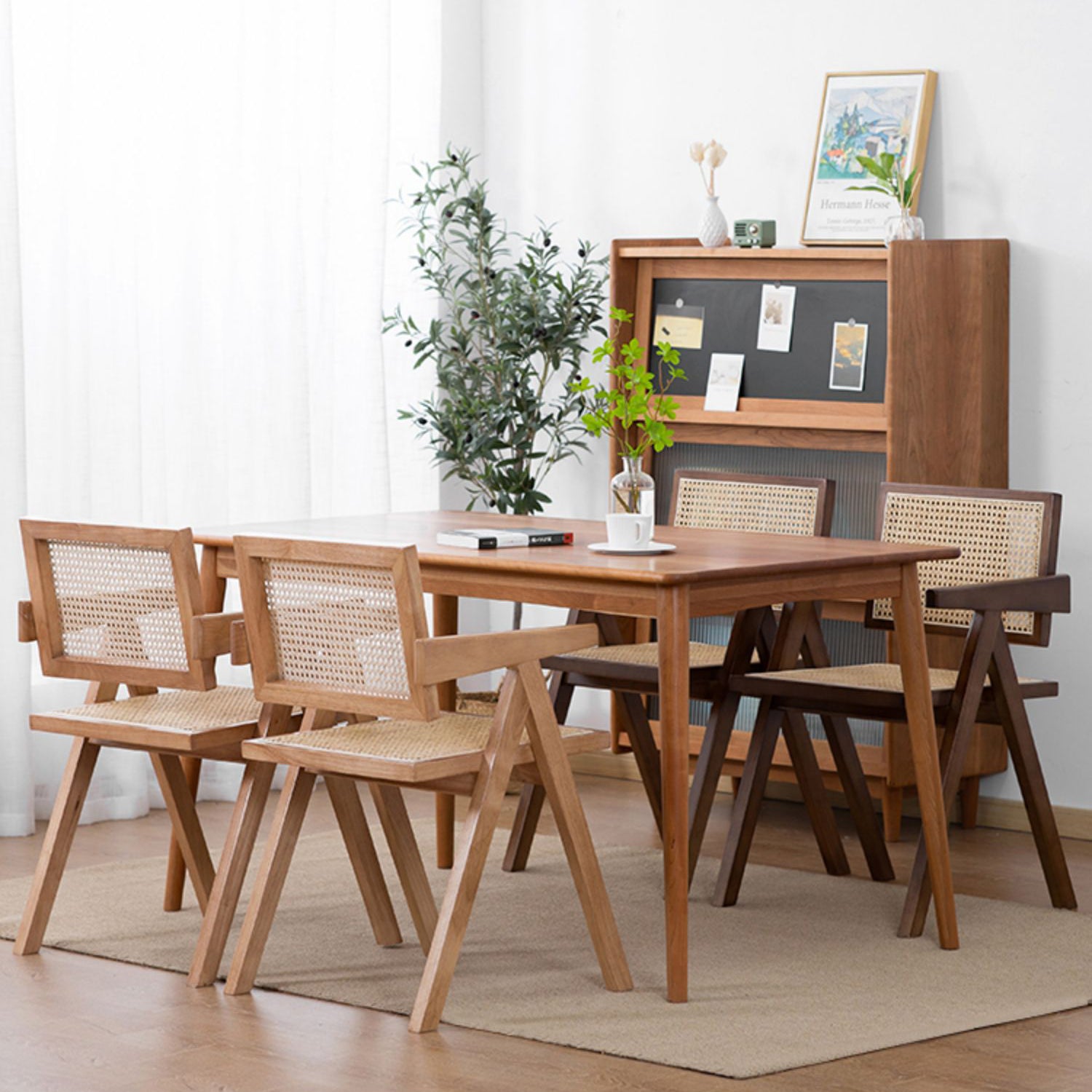Style campagnard dinant le fauteuil d'intérieur de bois d'hévéa de dos ouvert de rotin de chaises de bras