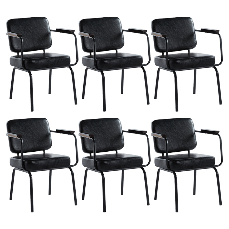 Industrial Style Upholstered Side Chairs with 4 Metal Black Legs Dining Chairs