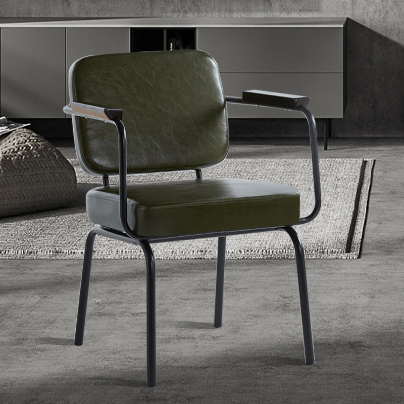 Industrial Style Upholstered Side Chairs with 4 Metal Black Legs Dining Chairs