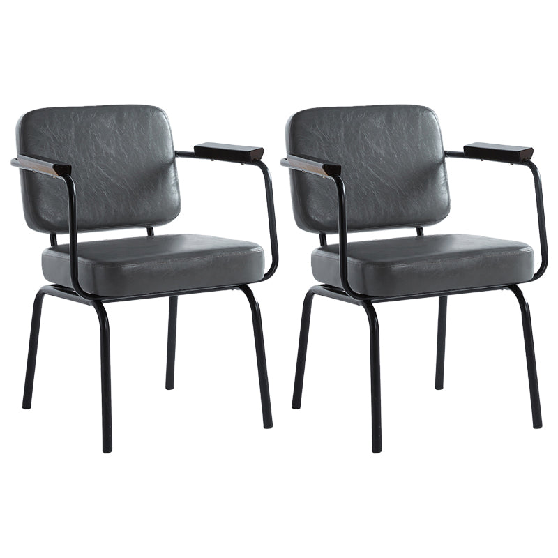 Industrial Style Upholstered Side Chairs with 4 Metal Black Legs Dining Chairs