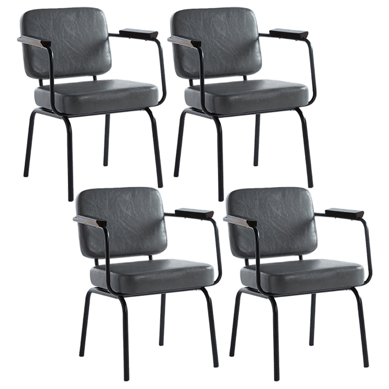 Industrial Style Upholstered Side Chairs with 4 Metal Black Legs Dining Chairs