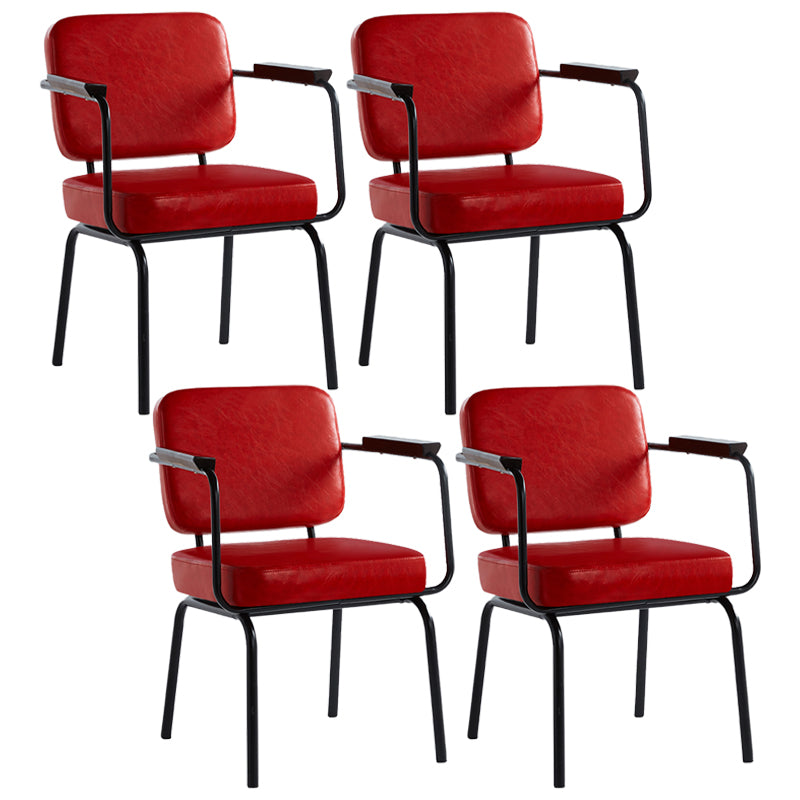 Industrial Style Upholstered Side Chairs with 4 Metal Black Legs Dining Chairs