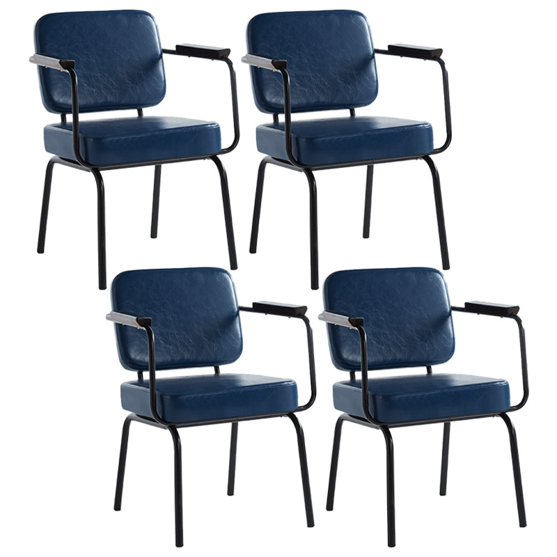 Industrial Style Upholstered Side Chairs with 4 Metal Black Legs Dining Chairs