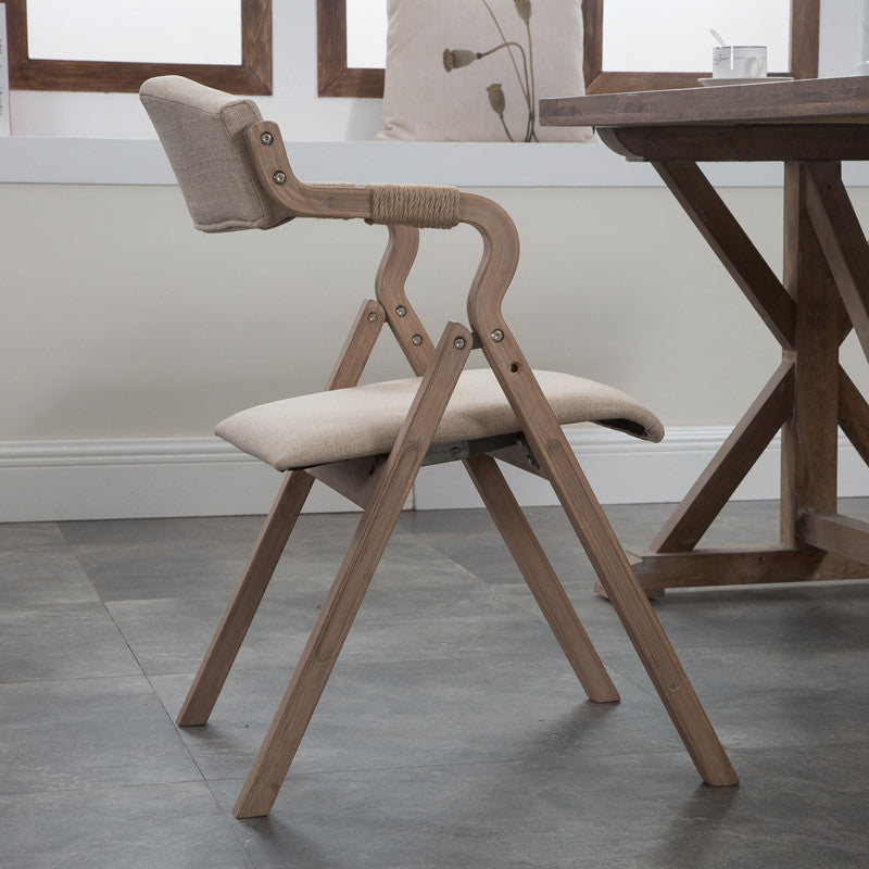 Home Contemporary Arm Chair Open Back Upholstered Wood Folding Dining Room Chair