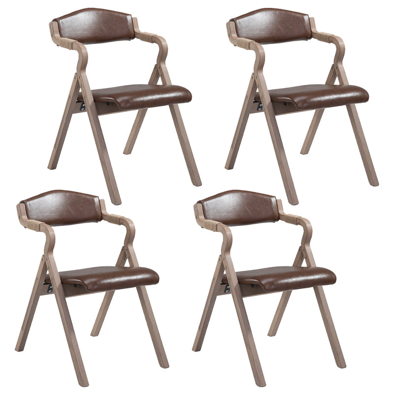 Home Contemporary Arm Chair Open Back Upholstered Wood Folding Dining Room Chair
