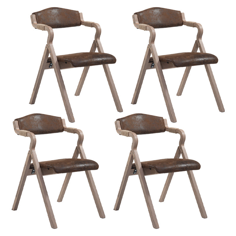 Home Contemporary Arm Chair Open Back Upholstered Wood Folding Dining Room Chair