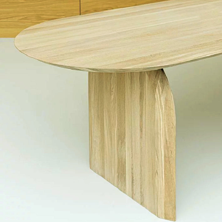 Mesa de comedor de madera maciza estilo simplicidad para el hogar con pedestal doble