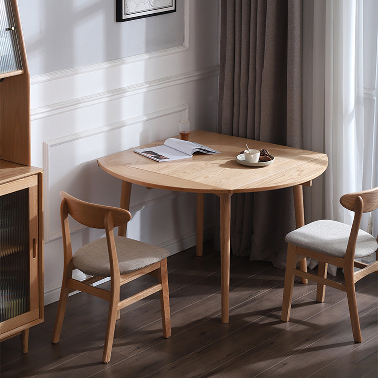 Oak Extendable Round Dining Table Modern Adjustable Square Wood Table with 4 Legs