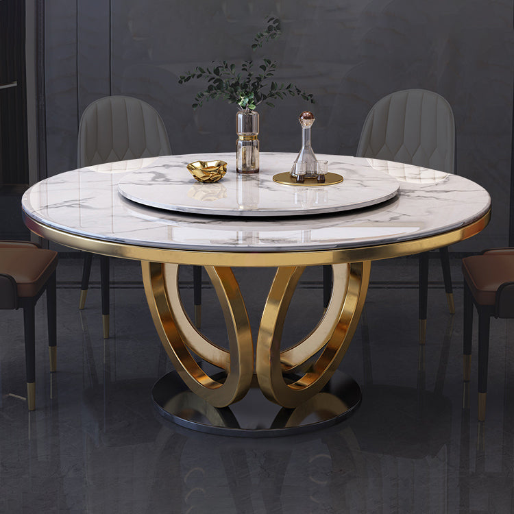 Metal Modern Round Indoor Table Sintered Stone Table for Kitchen and Dining Room