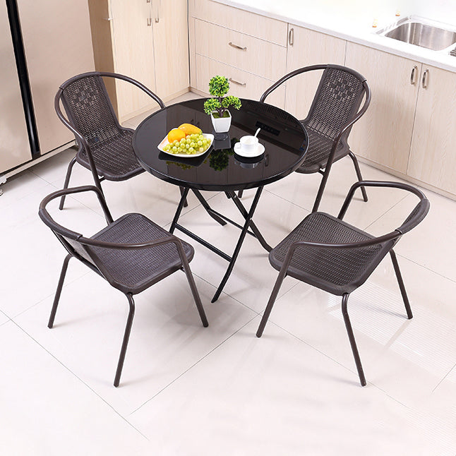 Runde Form Minimalistischer Stil Esstisch transparent fester Tisch mit Glas