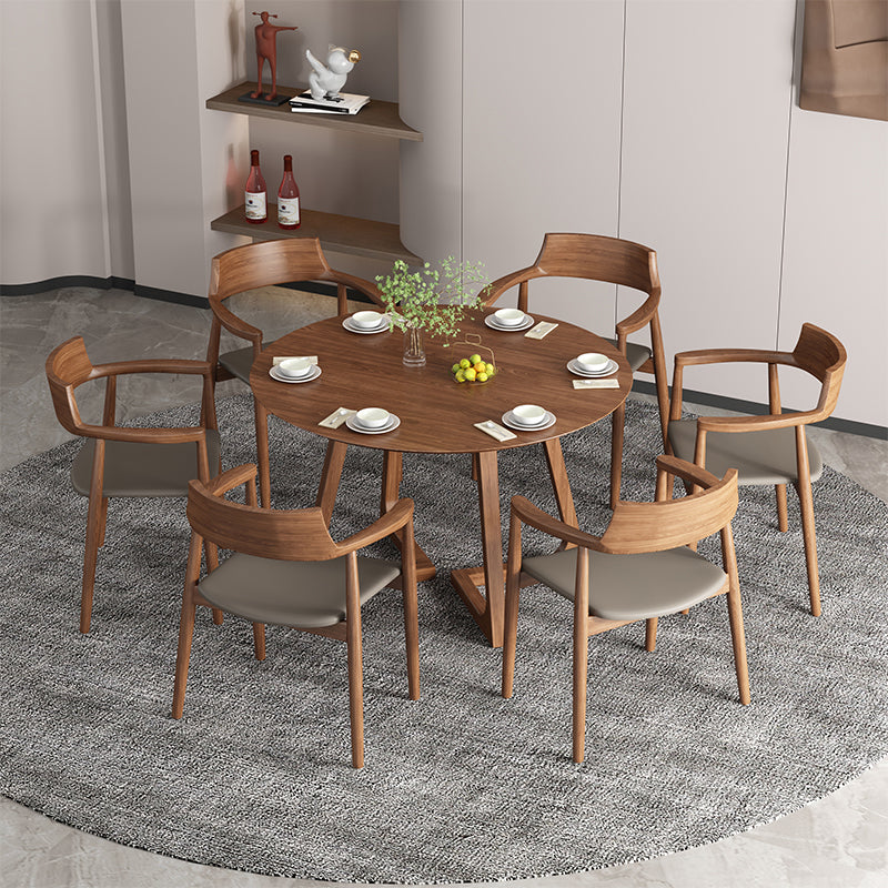 Mesa de comedor informal de pedestal doble redondo Mesa de madera de madera sólida de ashwood
