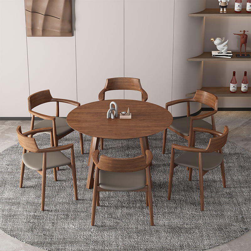 Mesa de comedor informal de pedestal doble redondo Mesa de madera de madera sólida de ashwood