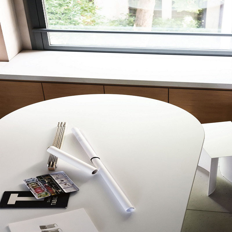 Mesa de comedor de madera maciza de estilo contemporáneo con base de doble pedestal