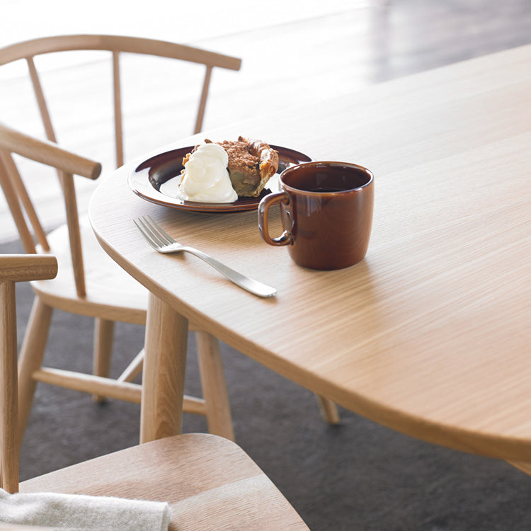 Simplicity Kitchen Solid Wood Dining Table Oval Shape Dining Table with 4 Legs Base