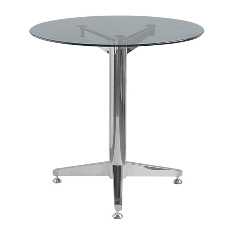 Round Tripod Dining Site Table Contemporary Tempered Glass Dinette Table