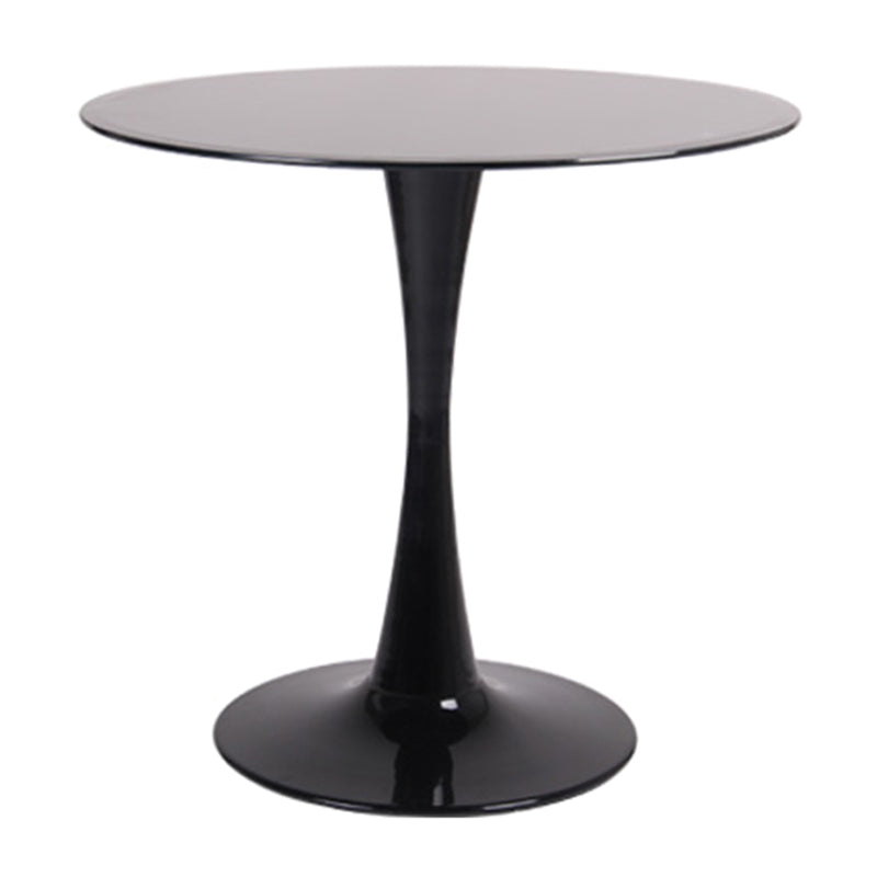Contemporary Style Home Tempered Glass Dining Table Round Shape Table with Pedestal Base