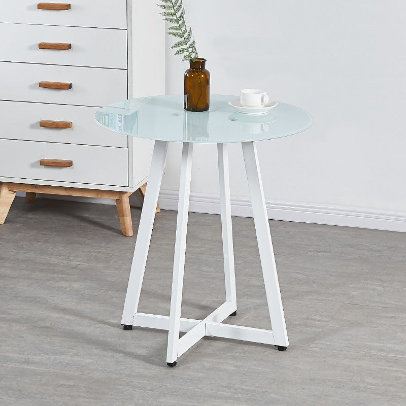 Simplicity Style Round Pedestal Dining Table Clear Glass Home Furniture