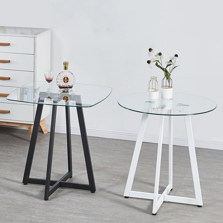 Simplicity Style Round Pedestal Dining Table Clear Glass Home Furniture