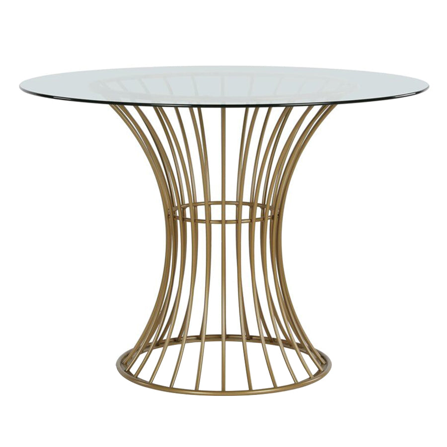 Table à manger en verre trempé de style moderne Table ronde de base de piédestal simple