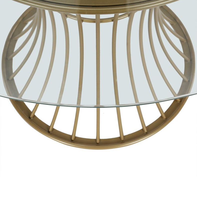 Table à manger en verre trempé de style moderne Table ronde de base de piédestal simple