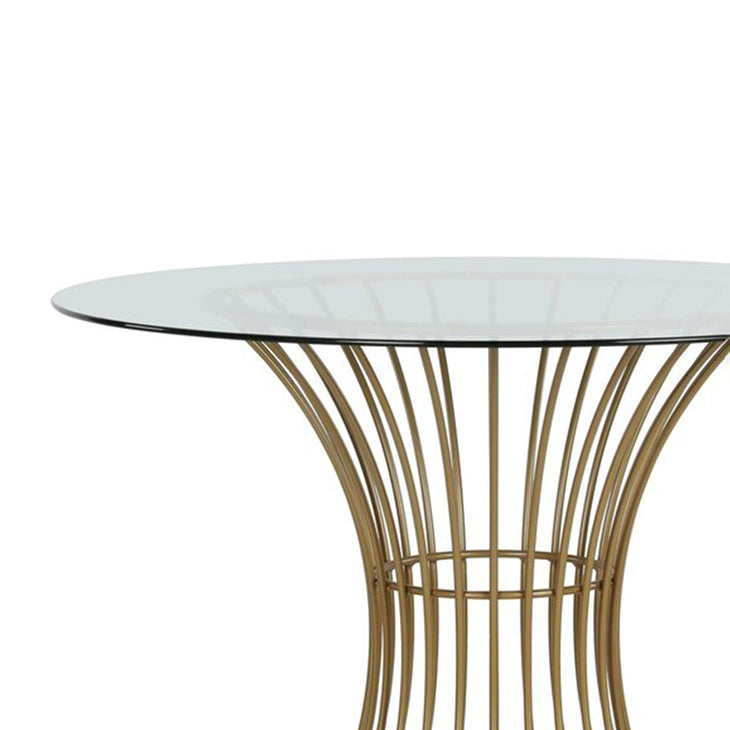 Modern Style Tempered Glass Dining Table Single Pedestal Base Round Table