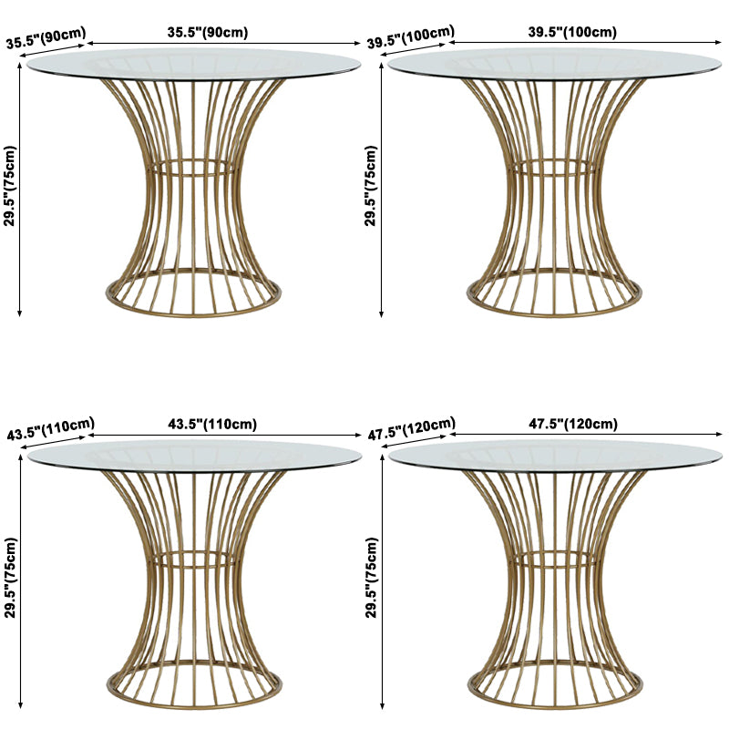Table à manger en verre trempé de style moderne Table ronde de base de piédestal simple