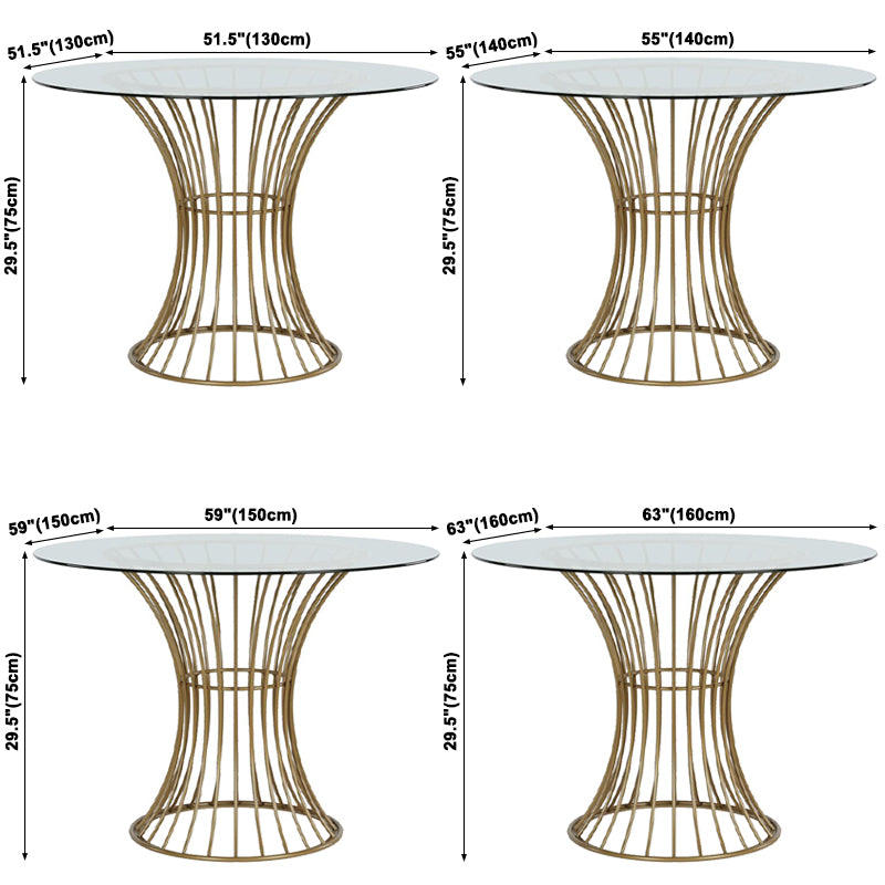 Modern Style Tempered Glass Dining Table Single Pedestal Base Round Table