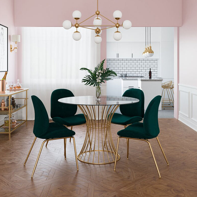 Modern Style Tempered Glass Dining Table Single Pedestal Base Round Table