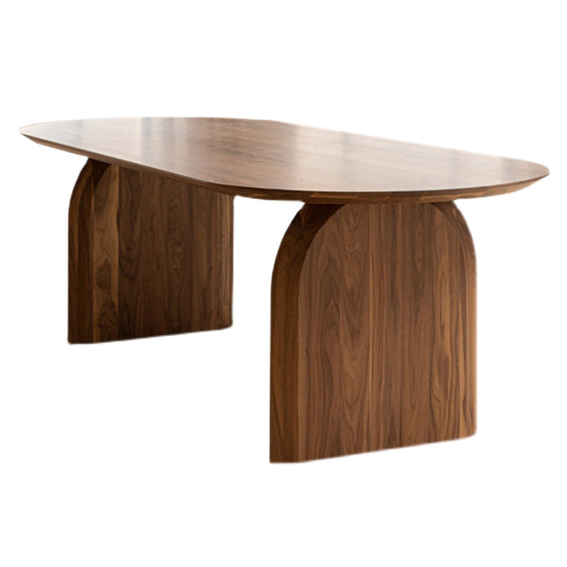 Solid Pine Wood Rectangle Dining Table Contemporary Kitchen Wood Table with Double Pedestal