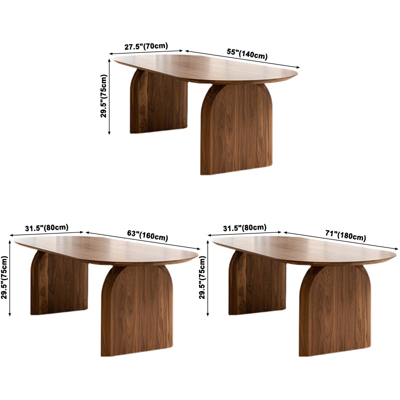 Solid Pine Wood Rectangle Dining Table Contemporary Kitchen Wood Table with Double Pedestal