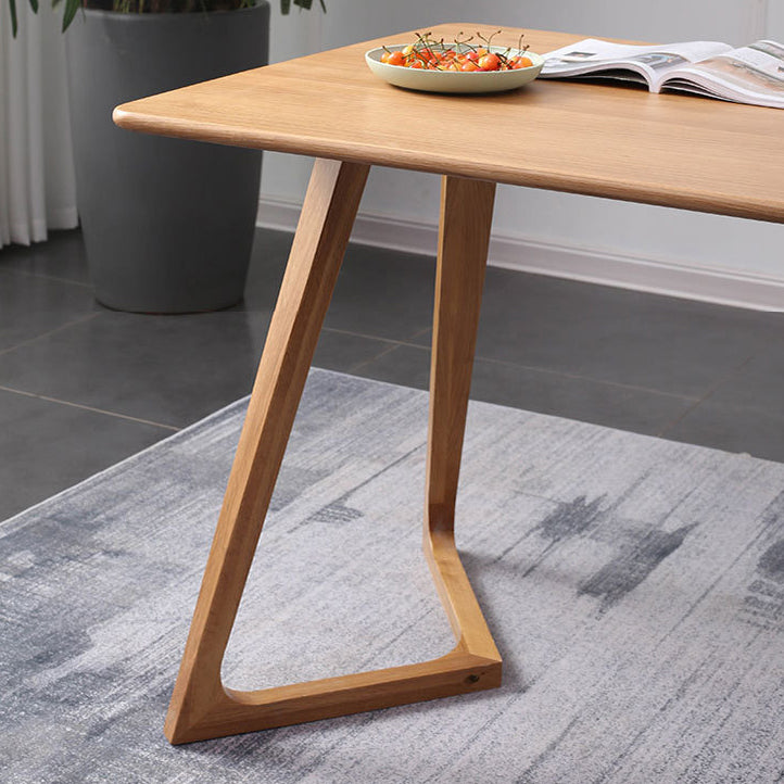 Rectangle White Oak Solid Wood Table Modern Dining Table Double Pedestal for Restaurant